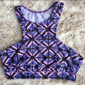 Aerie purple + blue geometric sports bra